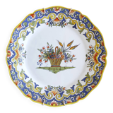Rouen decorative plate with flower basket