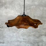 Small pendant light in corrugated teak leaf (Small D:30 H:20)