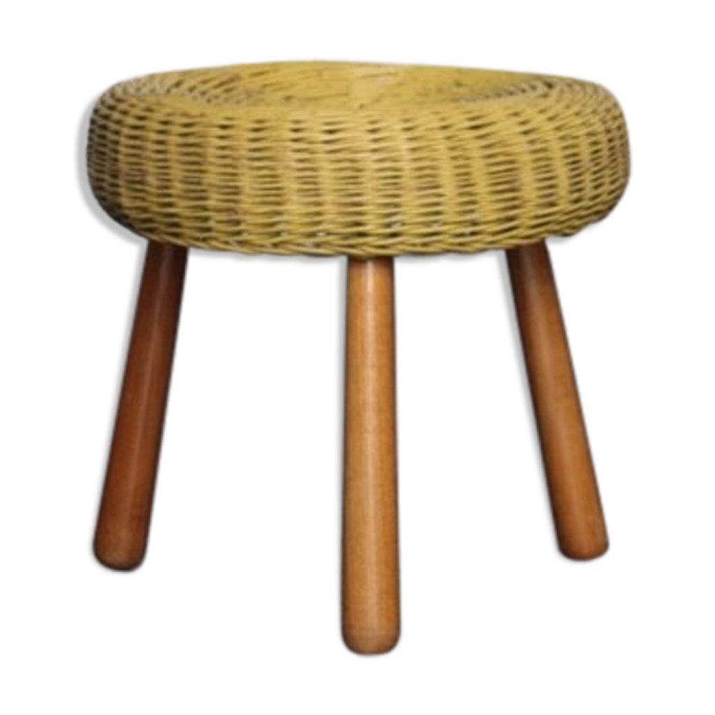 Tripod wicker stool by Tony Paul USA 1955 Selency