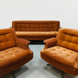 Midcentury lounge set swivel armchairs & sofa 'Madmen style'