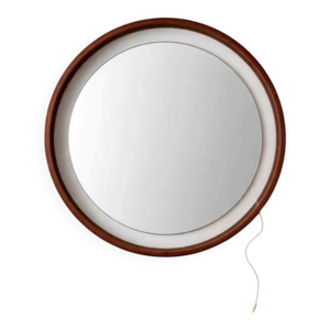 Miroir rond en teck illuminé