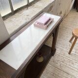 Oak console with white marble top 1970