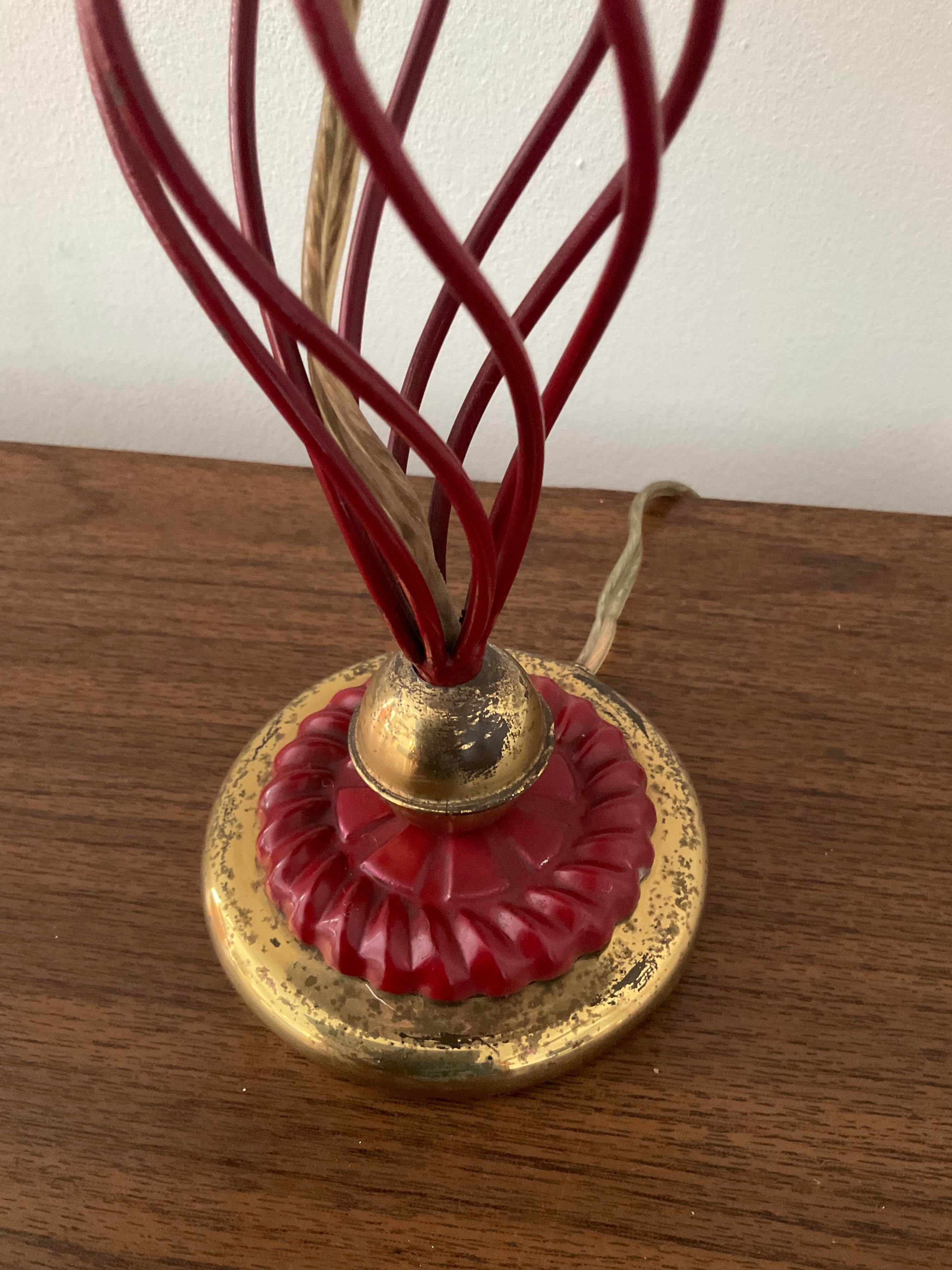 Vintage lamp from the 50s -60s brass and red metal