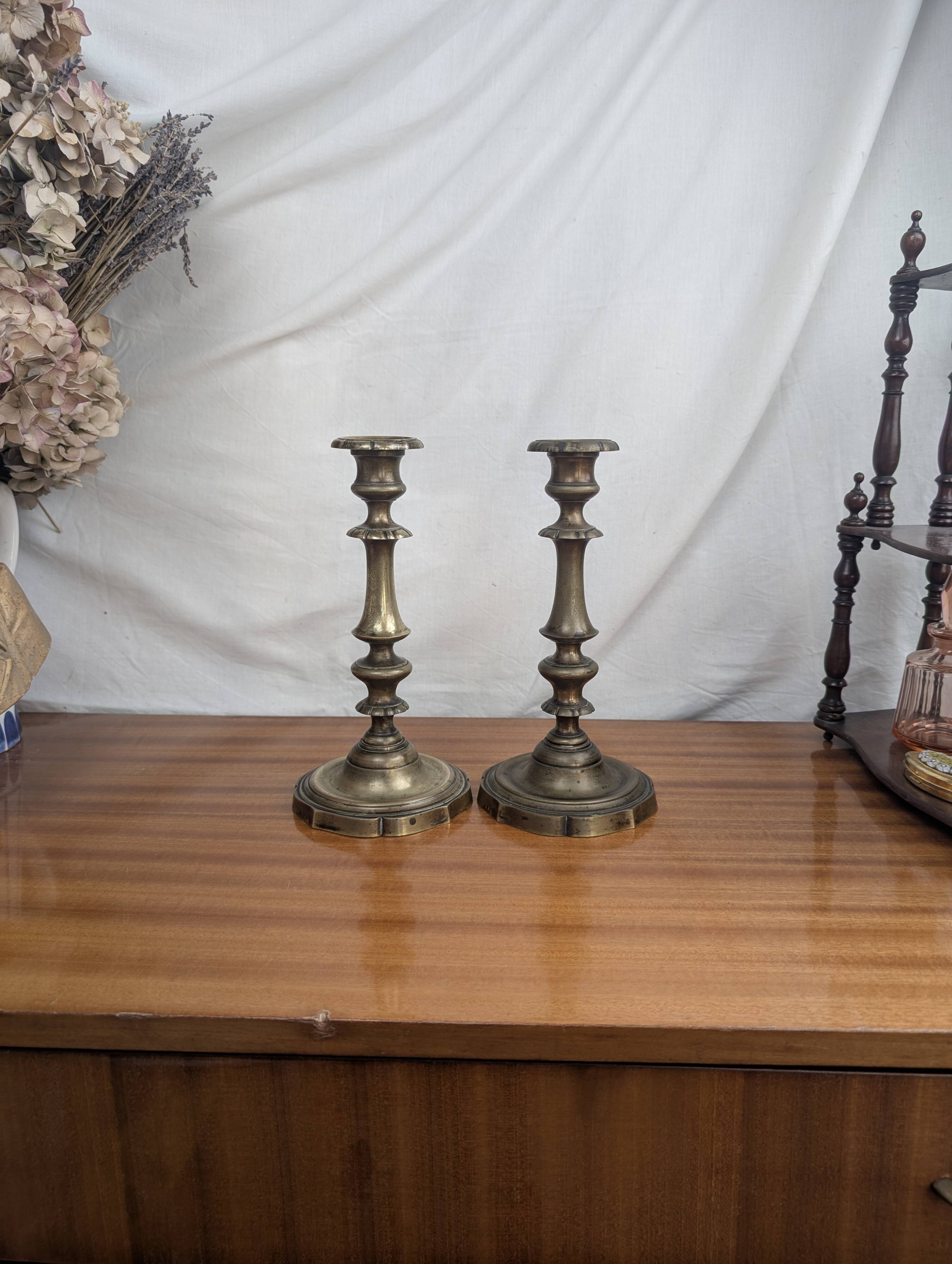 Pair of Louis XV Style Bronze Candlesticks, Late 19th Century