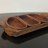 Teak aperitif service, vintage Scandinavian cups