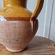 Antique glazed terracotta pitcher, brown semi-glazed jug, vase