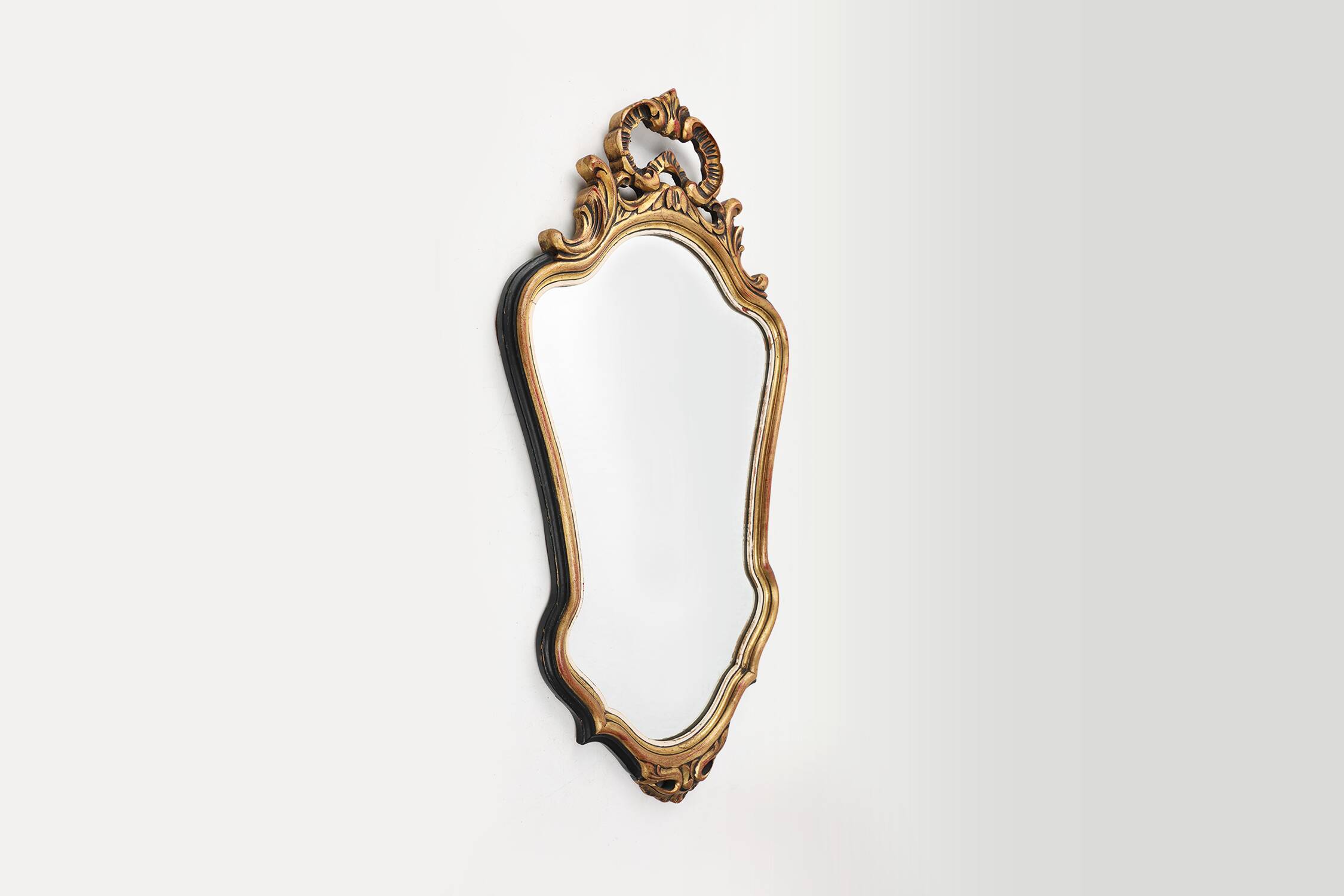 20th Century Baroque style mirror in carved and gilded wood, Belgium