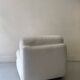 Italian off-white chenille armchair with a wooden base, 1970s design.