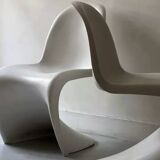 White monobloc design chair by Verner Panton, white edition Vitra.
