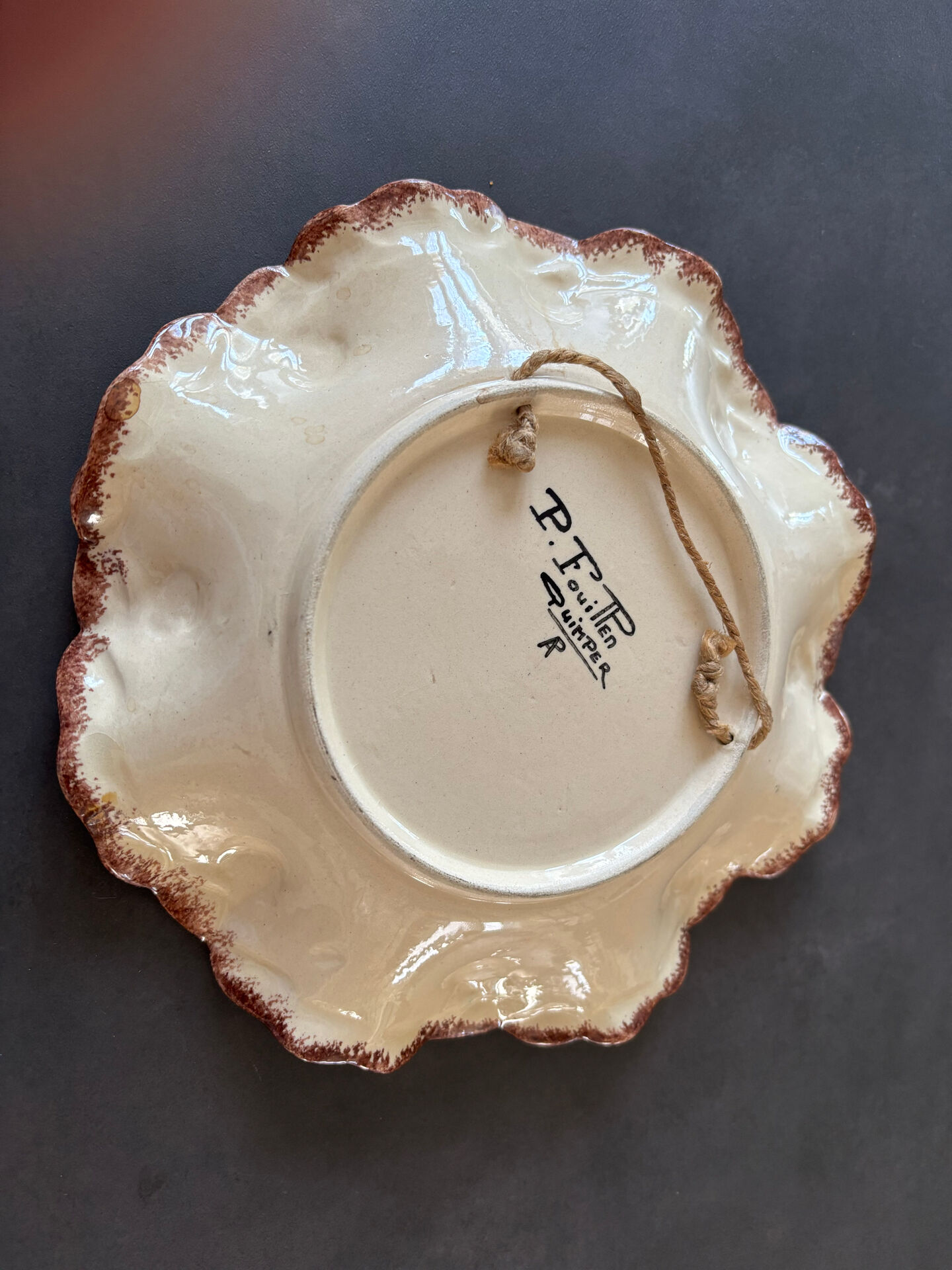 Plate with scalloped edges Paul Fouillen Quimper