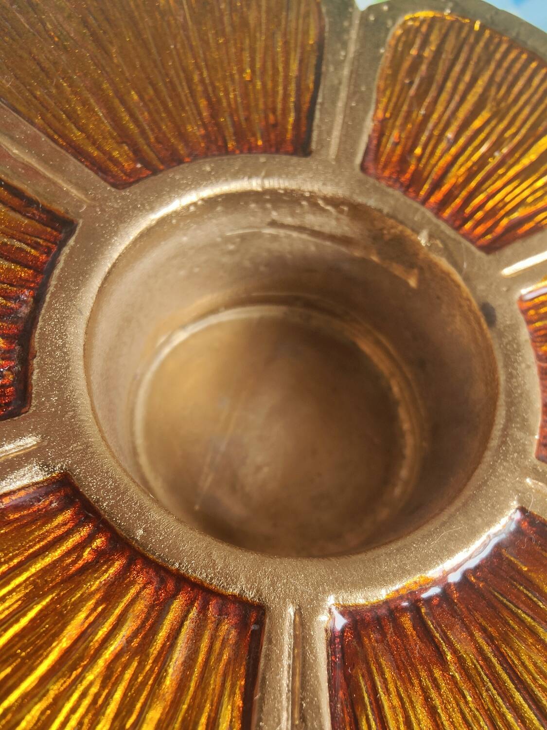 Bougeoir fleur en bronze et émail