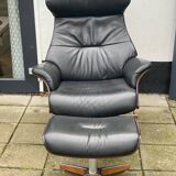 Leather  reclining chair and ottoman