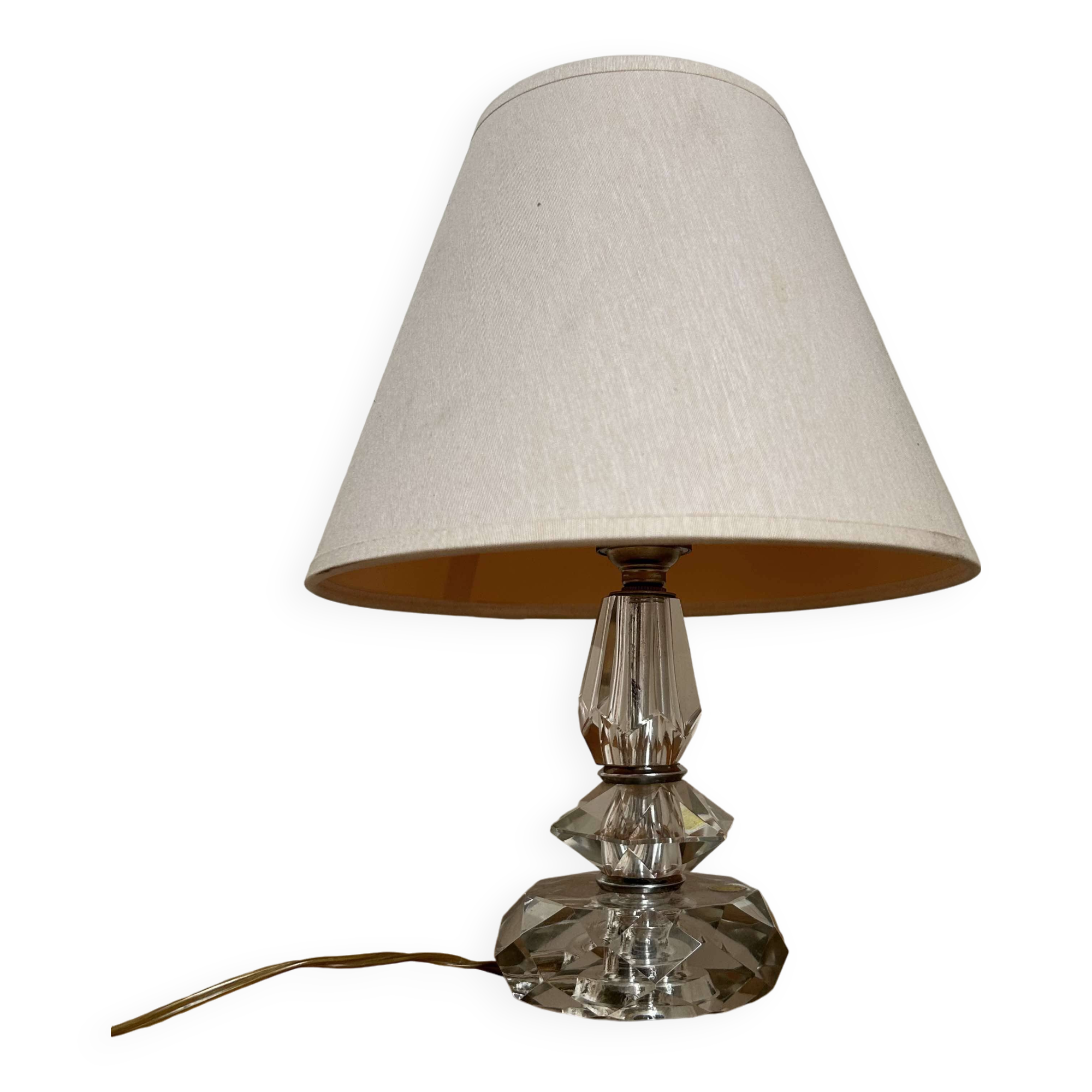 Vintage crystal and chrome lamp, France 1940