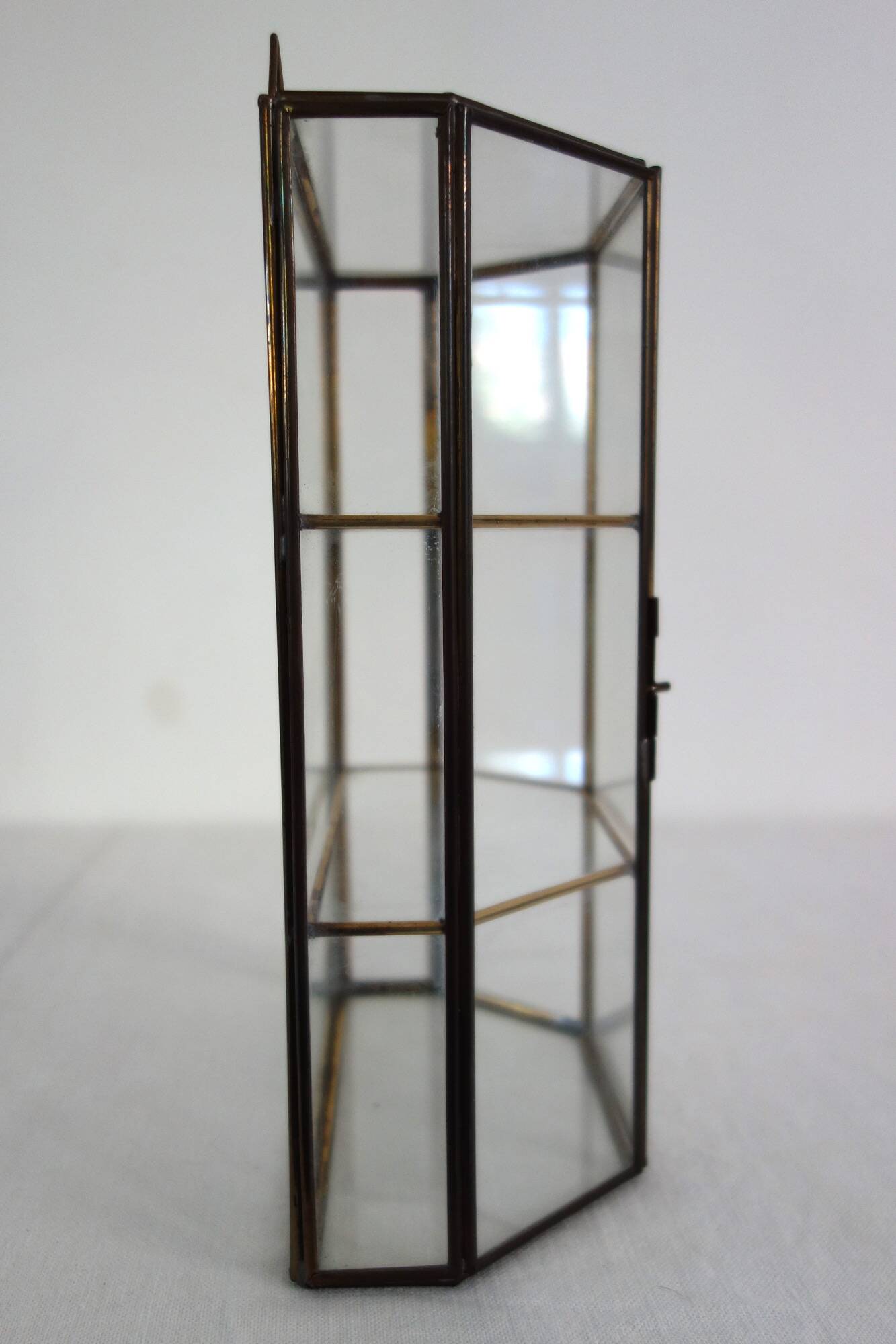 Vitrine Murale Vintage Verre Et Laiton