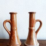 Pair of vintage stoneware candlesticks