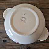 Salad bowl with handles Badonviller Francine vintage, earthenware floral decoration