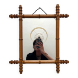 Miroir ancien en bois façon bambou