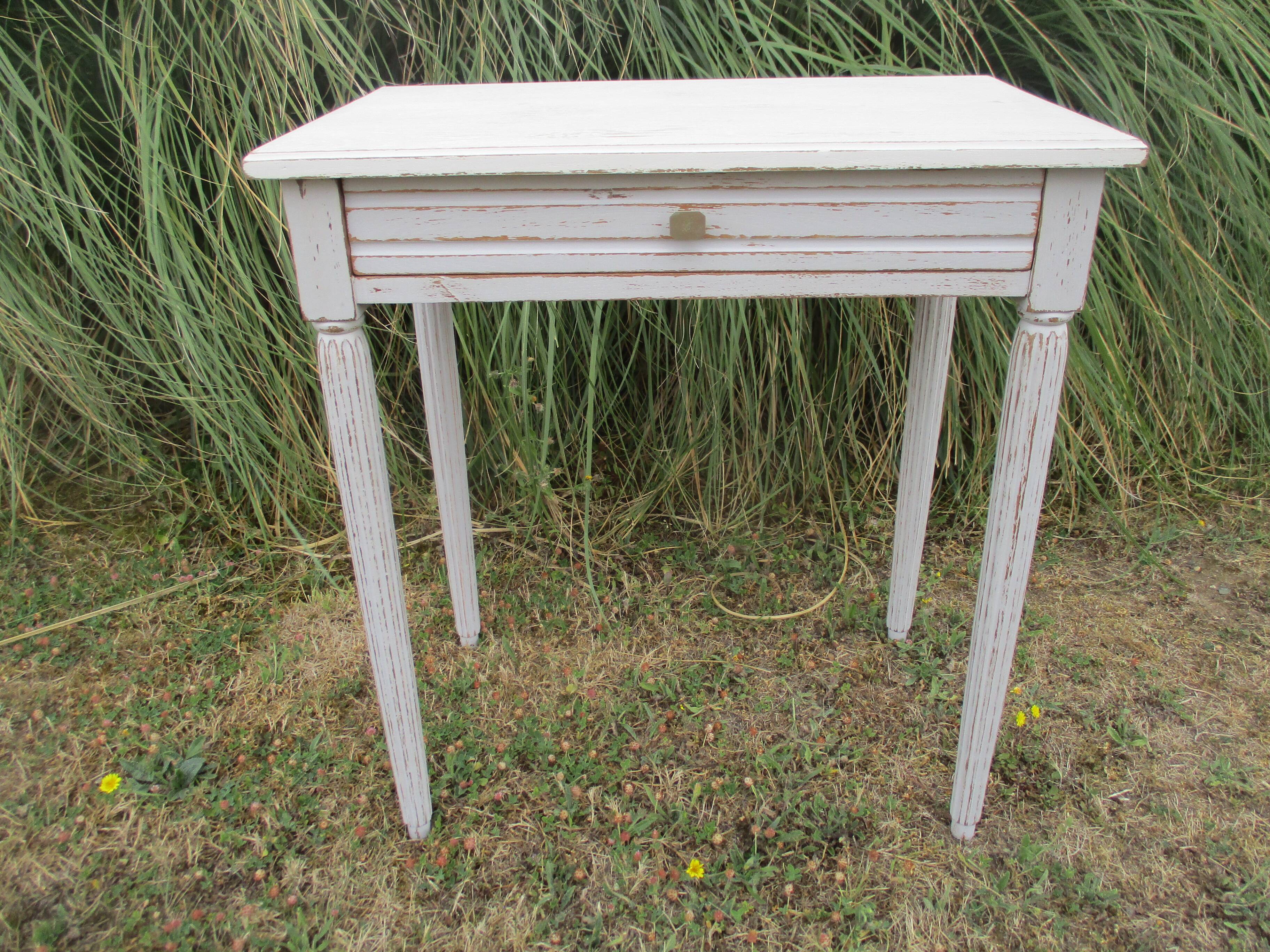 Side table 1900s restyled patinated gray