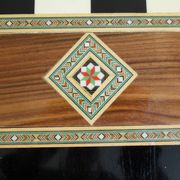 Vintage syrian chess board box wooden mosaic inlaid marquetry