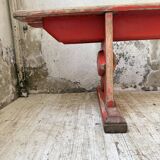 1950s oak bench with red patina, 2m