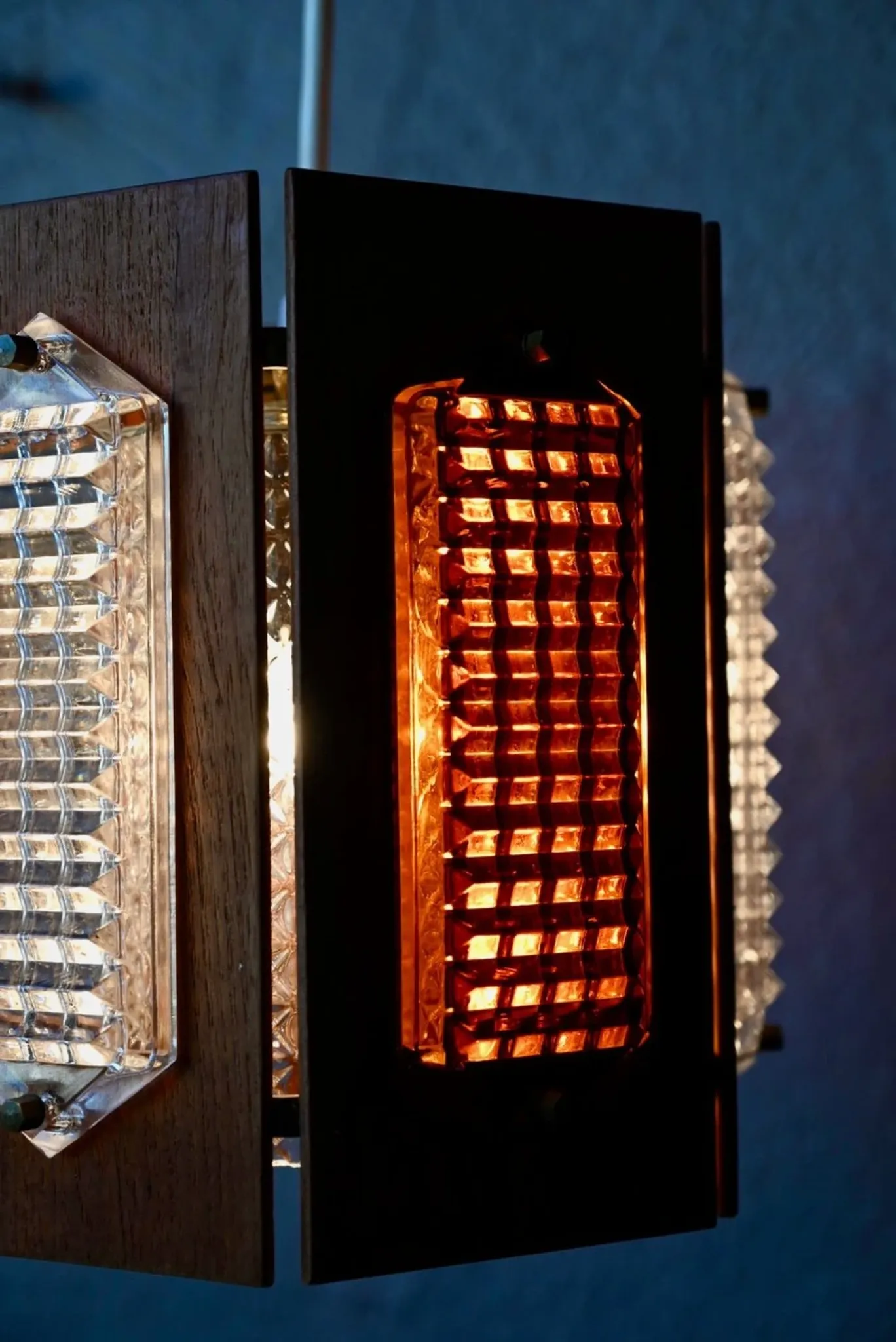 Scandinavian suspension teak pressed glass Wiktor Berndt A-lighting 1960s