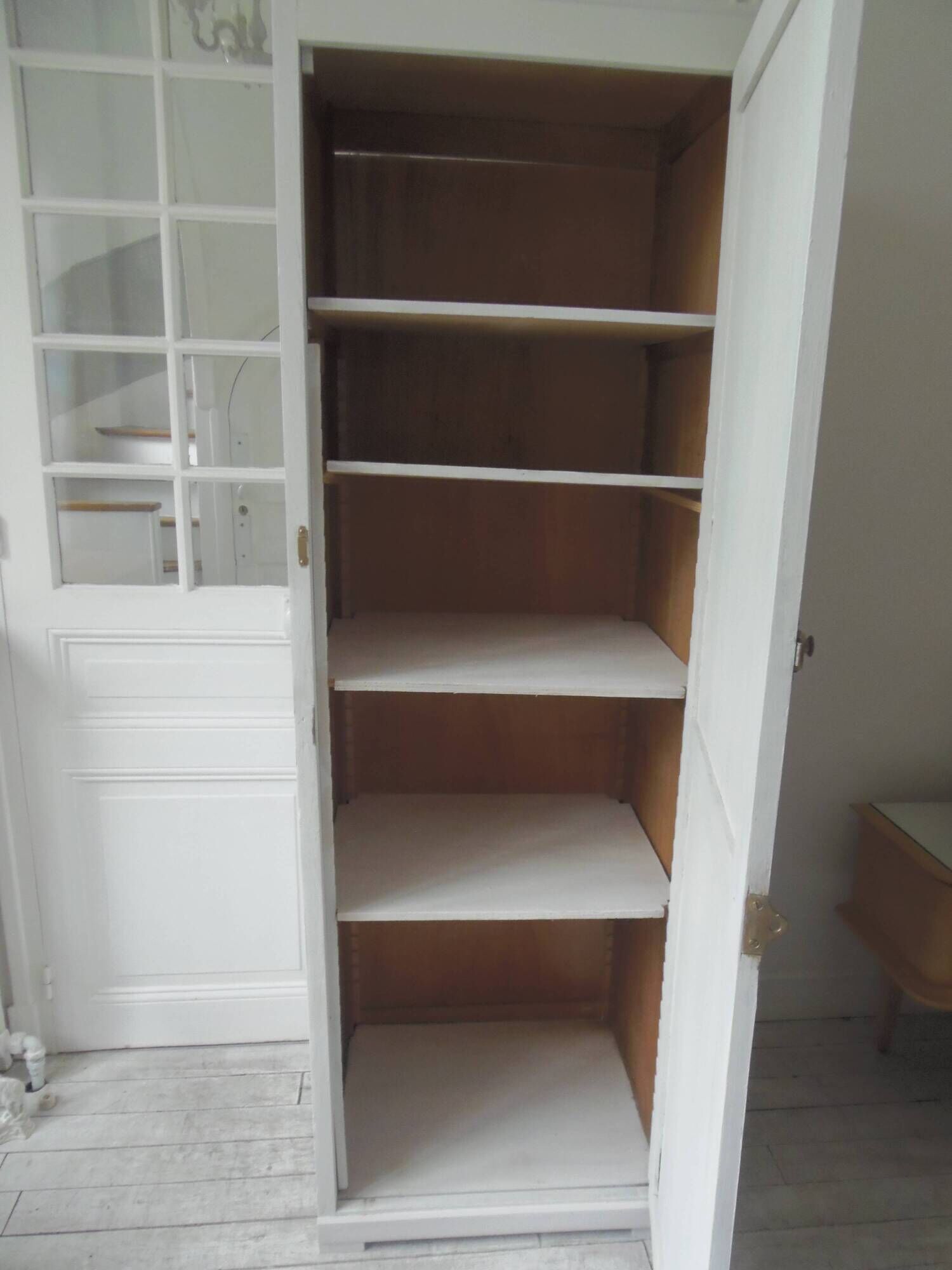 Vintage Parisian wardrobe re-enchanted in pearl gray with waxed finish.