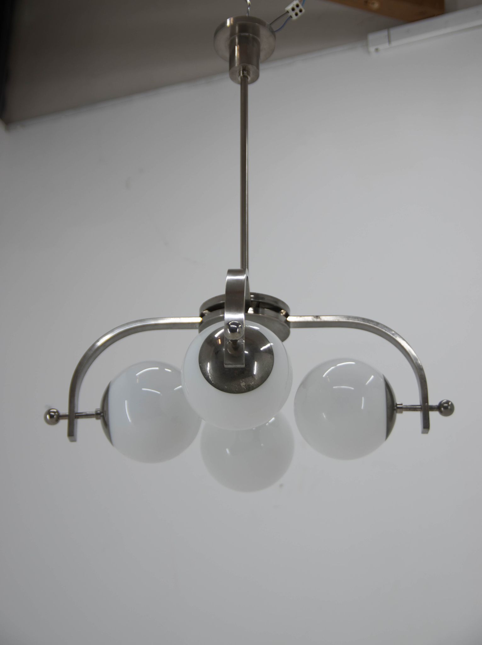 Bauhaus nickel-plated chandelier, 1930s