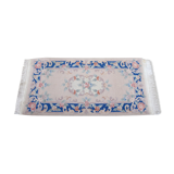 Chinese fringe rug with floral pattern on blue and beige background 63x143cm