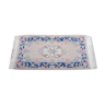 Tapis chinois à franges avec motif floral sur fond bleu et beige 63x143cm