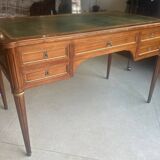 Louis XVI style solid mahogany and bronze flat desk, 19th century
