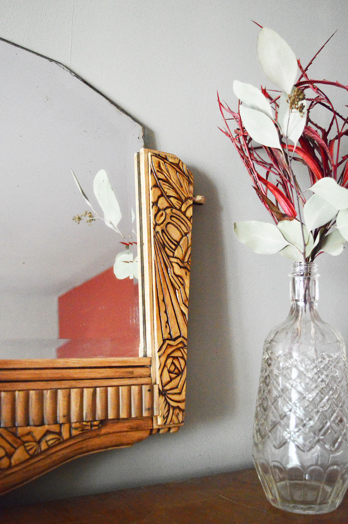 Wood Art Deco mirror