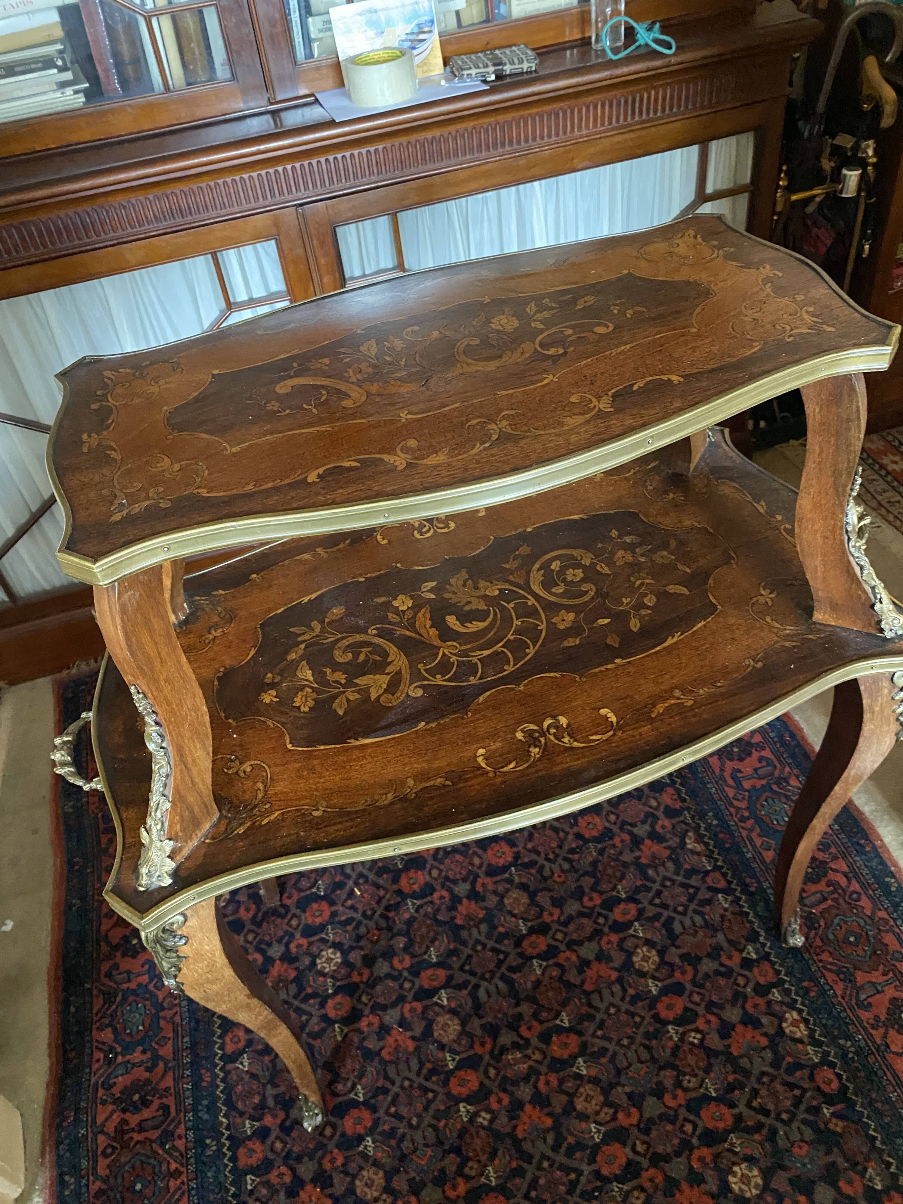 Dessert, rosewood marquetry tea table.
