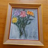 Oil painting signed 60'S, bouquet of flowers