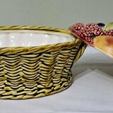 Sarreguemines Majolica slip lidded basket