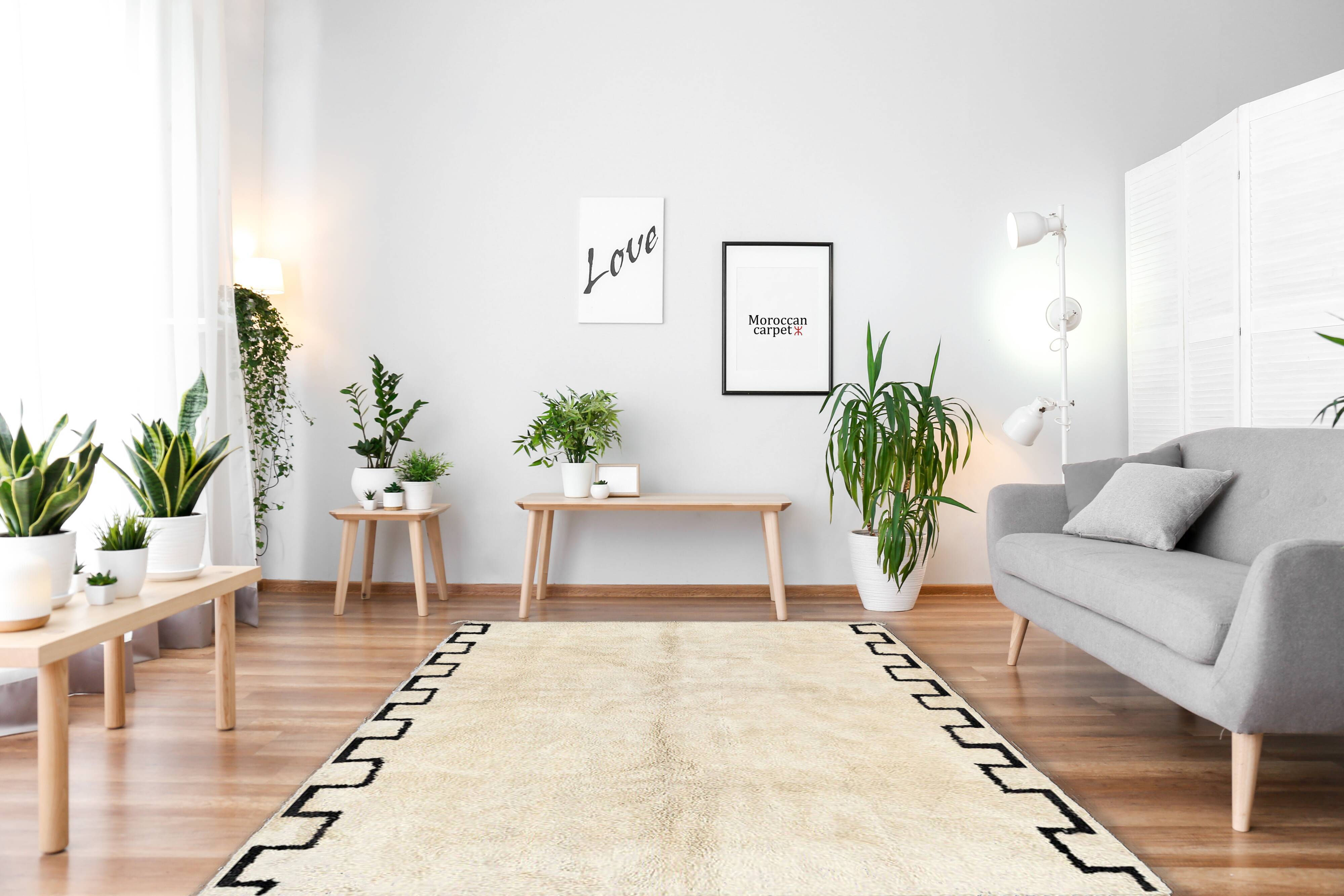 Modern white Moroccan carpet  240x300cm
