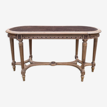 Banc ancien en cannage style Louis XVI