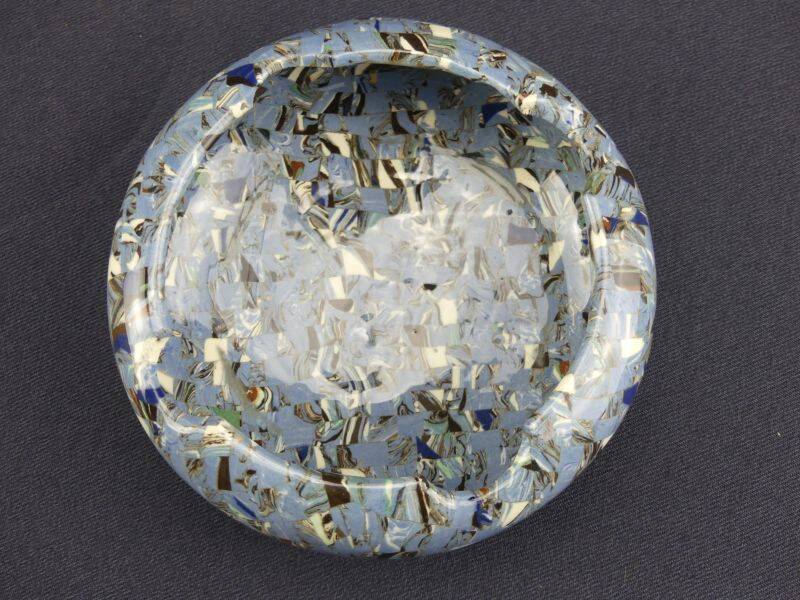 Gerbino, Vallauris, blue ashtray in mosaic earth