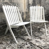 Pair of vintage folding “scissor” armchairs 1950