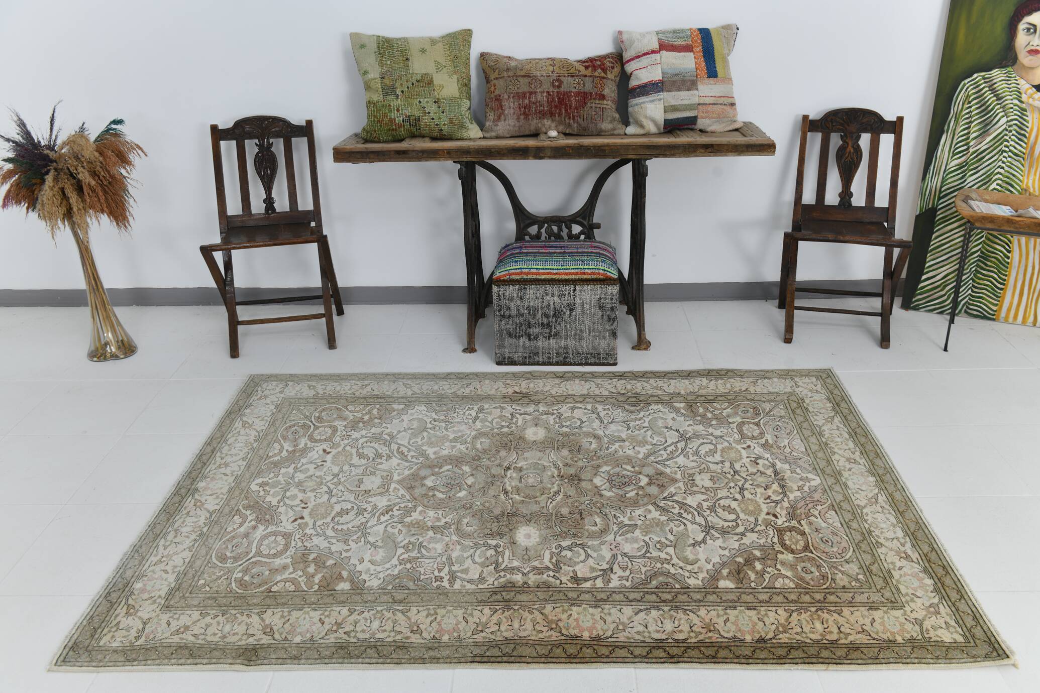 5x7 Brown & Cream Classic Vintage Rug, 150x217Cm SK23625