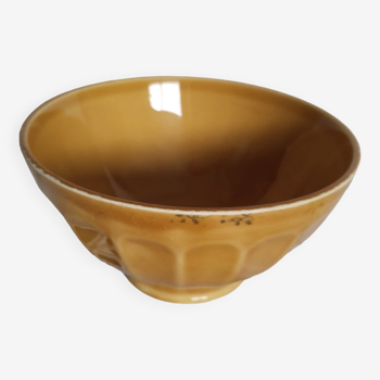 Digoin earthenware pedestal bowl, saffron color