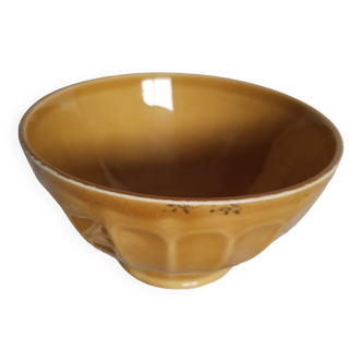 Digoin earthenware pedestal bowl, saffron color