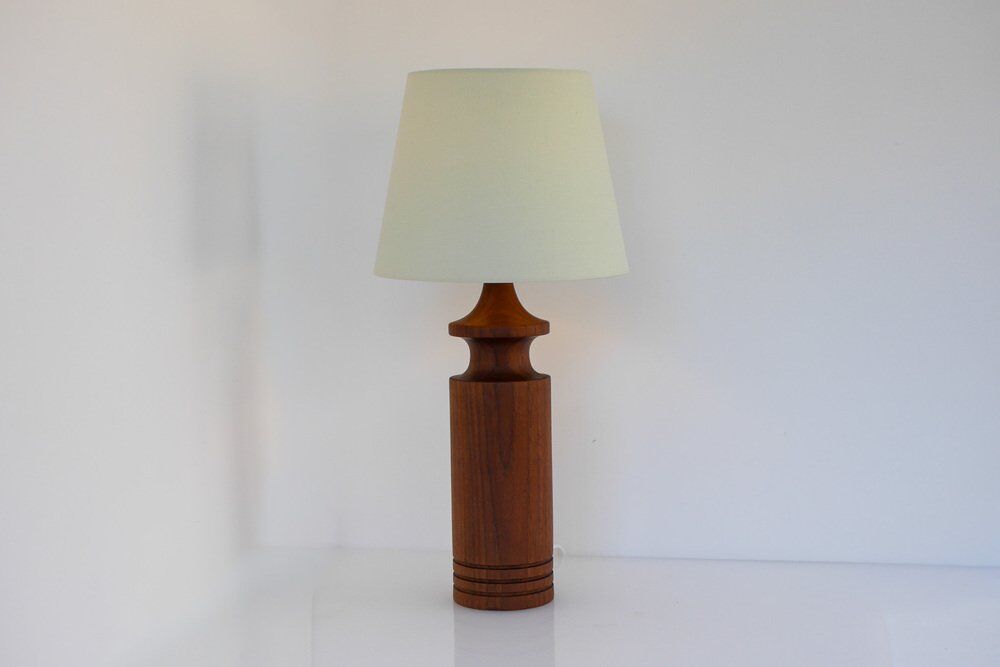 Grandes lampes de table danoises en teck des années 50, ensemble de 2