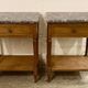 Louis XVI style bedside tables in solid walnut and grey marble