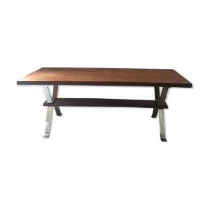 Table année 70 plateau bois et