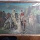 Old oil painting representing an equestrian scene