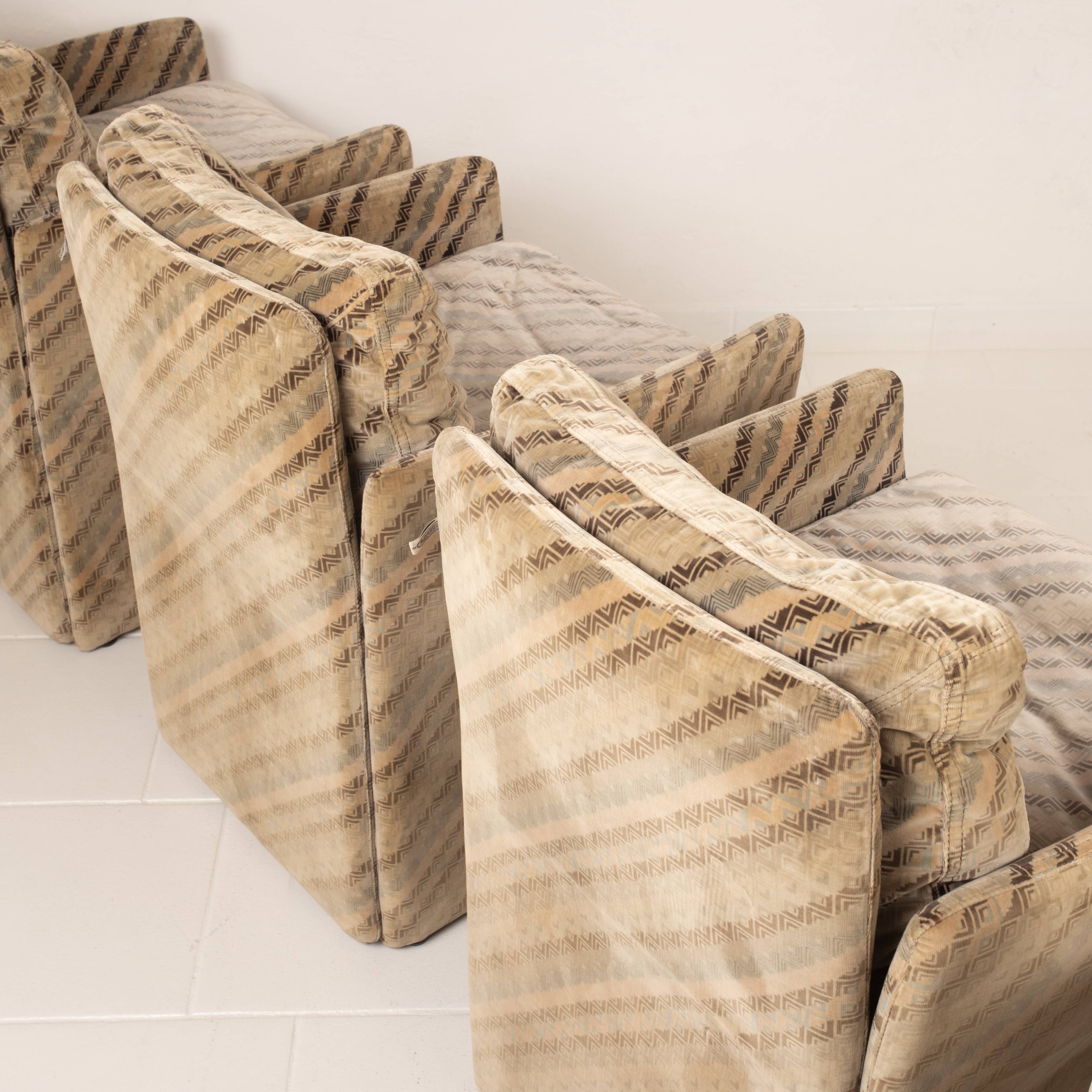 Ensemble de 4 fauteuils Salpol par Angelo Mazzola en collaboration avec Missoni