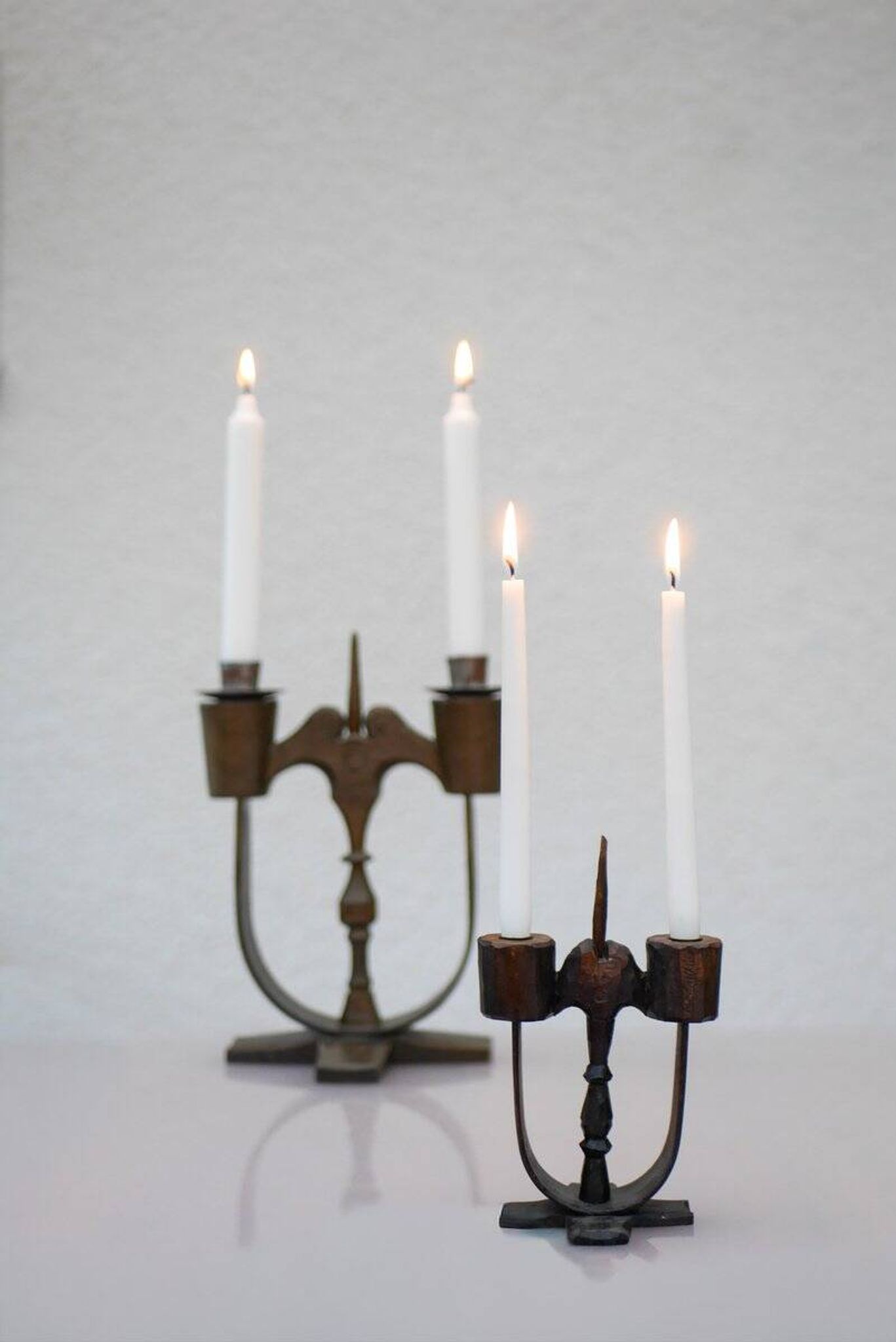 Swedish wooden candleholders from Taserud, 1955, set of 2