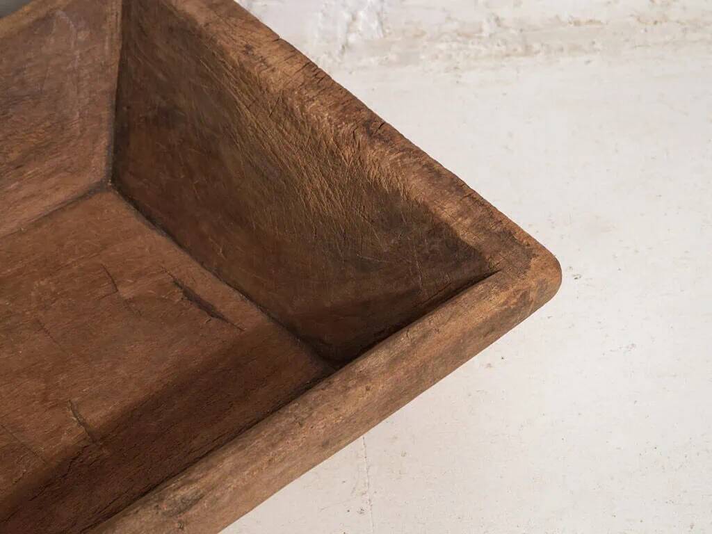 Antique solid wood tray with handle (c.1900) #8