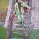 Huile sur toile - paysage avec personnage, style fauvisme, signée ROUYI 77