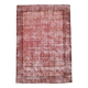 Grand tapis vintage à fleurs roses et rouges, 207 x 297 cm